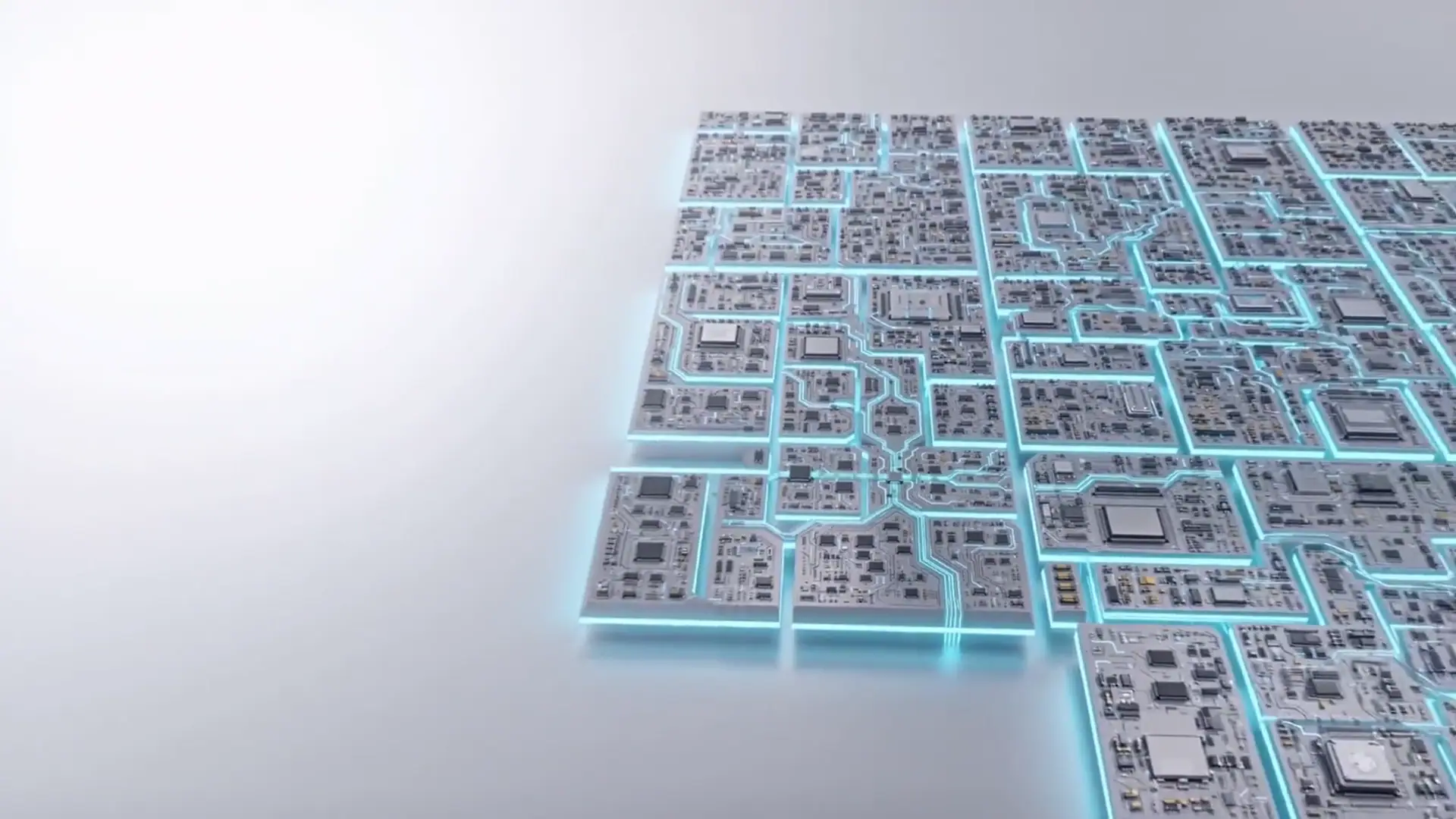 The whole circuit board city, lit and connected